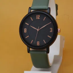 VIRAKTI Women Brass Dial & Leather Wrap Around Straps Analogue Watch G-38-GREEN-V.Y-image-83