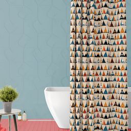 ArtzFolio Beige & Blue Printed Waterproof Shower Curtain-image-85