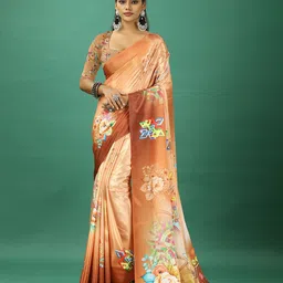 A.V.M. SILK MILLS Floral Printed Pure Crepe Saree-image-73