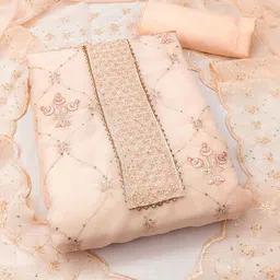 SHADOW & SAINING Embroidered Silk Georgette Unstitched Dress Material-picture-35