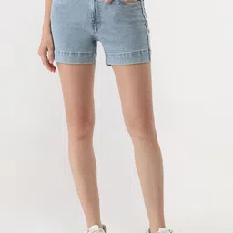 Kraus Jeans Women Slim Fit Mid-Rise Denim Shorts-picture-43