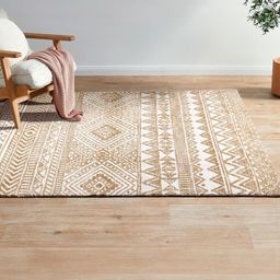 PLIVANA Beige Ethnic Motifs Polyester Carpet-41