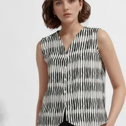 DressBerry Striped Cinched Waist Sleeveless Top-image-84
