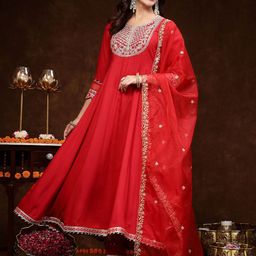 Stylum Women Ethnic Motifs Embroidered Regular Kurta with Trousers & With Dupatta-4