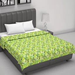Divine Casa Emrald Yellow & White Floral Printed Cotton AC Room 120 GSM Double Bed Dohar-image-42