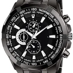 SZN Men Skeleton Dial & Reset Time Analogue Watch Full Black Chrono image 3