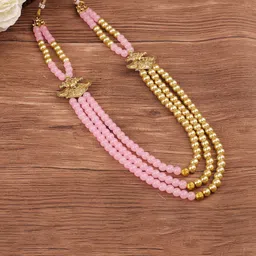 JIYANSHI FASHION Men Gold-Plated Artificial Stones Studded And Beaded Necklace-36