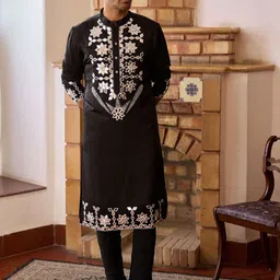 Ankit V Kapoor Juna Mahal Embroidered Regular Thread Work Straight Kurta with Churidar-image-14