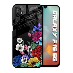 QRIOH Unisex Samsung Galaxy F16 5G Floral Rose Flower Bunch Art Shockproof Glass Back Case-picture-23