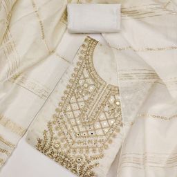 ICCHIT FAL Embroidered Art Silk Unstitched Dress Material-picture-22