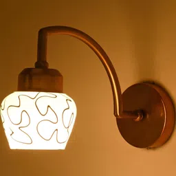 SOMIL Gold-Toned & White Printed Glass Wall Lamp-image-65