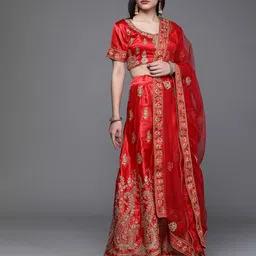 Maroosh Embroidered Thread Work Unstitched Lehenga & Blouse With Dupatta-picture-34
