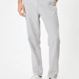 Koton Men Regular Fit Mid-Rise Flat-Front Chinos Trousers-image-4