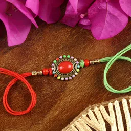Asthetika Set of 2 Agate Stone Studded Thread Rakhi with Roli Chawal-image-25