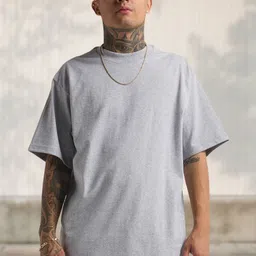 Cool Plus Men Solid Round Neck Cotton Oversized T-shirt-picture-0