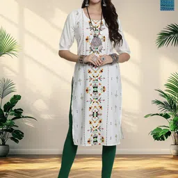 HERE&NOW Selection Of 2 Chevron Printed Round Neck Straight Kurtas-picture-11