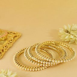 LAVAZZA Set Of 4 Gold-Plated CZ-Studded Bangles-8