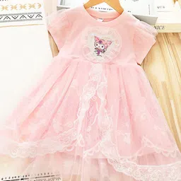 YK Girls Lace Inserts Fit & Flare Dress-image-81