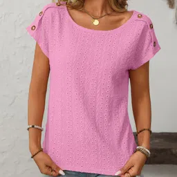 StyleCast x Revolte Seld Design Round Neck Extended Sleeves Schiffli Regular Top-picture-48