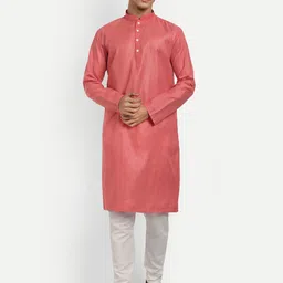 WELL TEX Striped Embroidered Mandarin Collar Straight Kurta-image-91