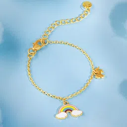 GIVA Girls 925 Silver Gold-Plated Colourful Rainbow Anklets-image-56