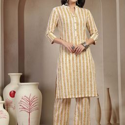 Anouk Rustic Women Striped Regular Pure Cotton Kurta with Trousers-picture-28