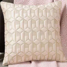 Cream Color Hexa Design Velvet Plush Soft Cushion Covers Set of 1-18