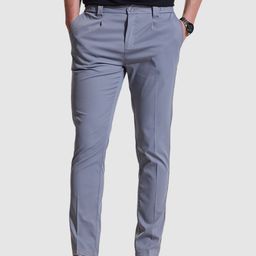 Snitch Men Smart Greyish Blue Slim Fit Trousers-image-89