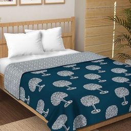 tundwal's Teal & White Floral Printed Pure Cotton 210 GSM AC Room Single Bed Dohar-image-18