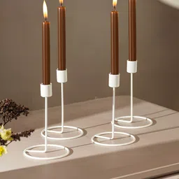 Homspurts White 4 Pieces Metal Candle Holder-picture-17