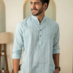 Shasak Abstract Embroidered Cotton Kurta-46