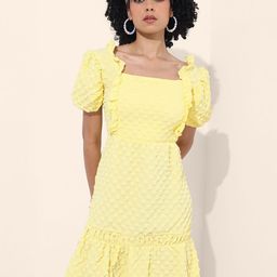 Freehand by The Indian Garage Co . Women Geometric Ruffles Tie ups Fit & Flare Mini Dress-picture-9