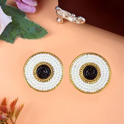 StyleCast Gold-Plated Pearls Beaded Circular Studs-image-90