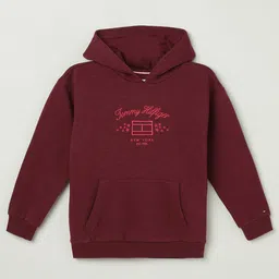 Tommy Hilfiger Girls Hooded Embroidered Typography Printed Sweatshirt-picture-15