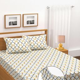 HIYANSHI HOME FURNISHING White Geometric 330 TC King Bedsheet with 2 Pillow Covers-image-78