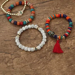Shining Diva Fashion Set Of 4 Multicoloured Gold-Plated Charm Bracelet image 2