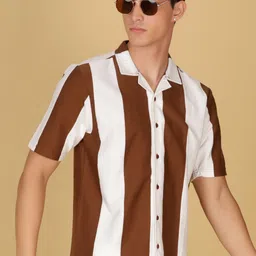 V-Mart Vertical Striped Short Sleeves Cotton Shirt-image-16
