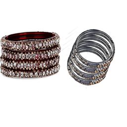 SOMIL Set Of 8 Maroon Alloy Artificial Stones and Beads Antique Bangles-image-90