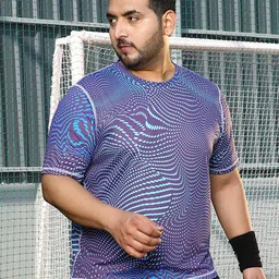 Instafab Plus Abstract Printed Round Neck Short Sleeves Regular Fit Sports T-Shirt-image-35