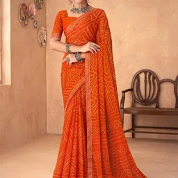 DURGA EMPORIO Bandhani Pure Chiffon Bandhani Saree-image-46