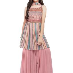 White Button Girls Multi Poly Georgette Clothing Set-image-5