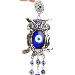 BLUE BEADS Handmade Owl Evil Eye Metal & Glass Wall & Door Hanging-picture-18