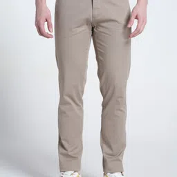 Double Two Men Smart Slim Fit Chambray Chinos Trousers-image-14