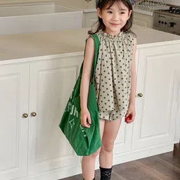 LULU & SKY Girls Polka Dot Round Neck Printed Top With Shorts-31