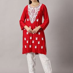 FashionableFloral Embroidered Chikankari Straight Kurta-picture-30