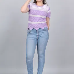 FEVERFEW Striped Round Neck Casual Top-picture-35