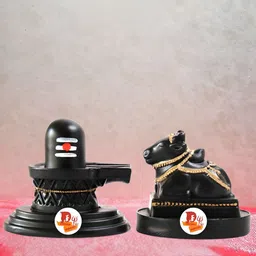 DARIDRA BHANJAN Black Shivling Nandi Religious Idol Showpiece-32