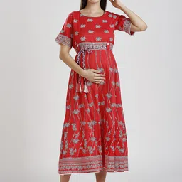 DUMMY SHAPE Women Maternity & Nursing Anarkali Kurta with Concealed Zippers-image-13