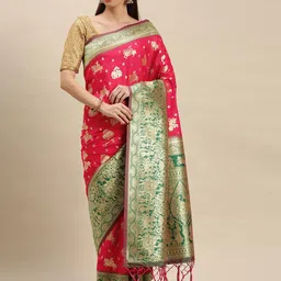 flaher Floral Woven Design Zari Banarasi Saree-picture-58
