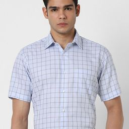 Van Heusen Men Regular Fit Spread Collar Checked Cotton Formal Shirt-image-69